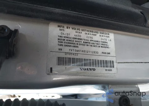 2001 Volvo V70 2.4 from USA, damaged, VIN YV1SW61R812112830